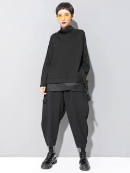 [EAM] Loose Fit Asymmetrical Big Size Sweatshirt New High Collar Long Sleeve Women Big Size Fashion Spring Autumn 2026 19A-a124