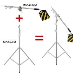 2.49M Length Cross Arm Stainless Steel Kit Light Stand With Weight Bag Photo Studio Accessories Extension Rod