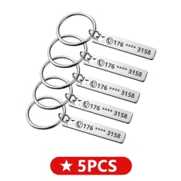 Stainless Steel Anti-lost  Customized Phone Number Key Chain for Women Men Personalized Laser Engraved Names  Bar Key Ring