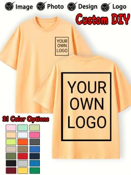 Double Sided Custom Logo T-Shirt Summer Y2K Loose Cotton Short Sleeves Crewneck Casual T Shirts Team Company Women's Tops