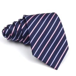 Men's Polyester 8cm Ties Vintage Navy Blue Striped Paisley Pattern Jacquard Weave Necktie Business Wedding Party Accessory Gift