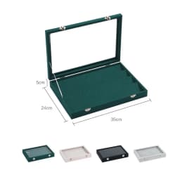 Velvet Clear Lid Earring Box Organizer Storage 32 Pairs Earrings Stud Tray Showcase Display Case