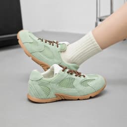 Sneakers Women Mesh Spring Summer 2026 New Genuine Leather Casual Flats Women Large Size Lace-up German Training Shoes Women