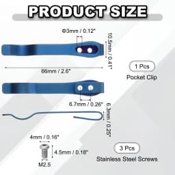1/2/4Set Deep Carry Pocket Clip 2.6"(66mm) Length Universal Folding Knife Pocket Back Clip w/ Screws Man Knife Replacement Parts