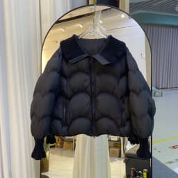Winter Puff Knitted Splicing Down Jacket Women White Duck Down Big Lapel Outwears Female Fluffy Warm Thick Parker Bread Jacket