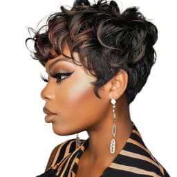 Short wigs For Black Women Pixie Cut Wig Human Hair Glueless Synthetic Wigs Pre Plucked Short Curly wigs With Bangs For Daily