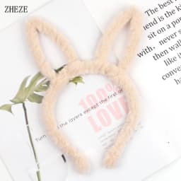 1pc Cute Plush Hair Hoop for Washing Face Skincare Kawaii  Bunny Ear Shaped Headband for Women Girls Wear Daily Hair Accessories
