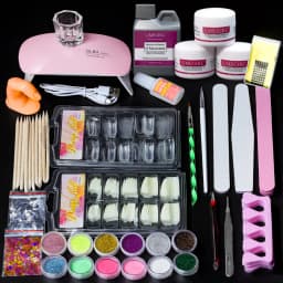 Full Acrylic Powder Set, 15ml Gel Manicure Kit With And 6W LED Light For Nail Extension DIY Complete Starter Kit