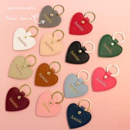 Print name free creative simple gift personalized PU heart-shaped keychain multi-color car keychain bag pendant