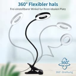 USB Foldable Reading Lamp 48 LEDs Clip on Desk Lamp 360°Flexible Gooseneck Reading Table Light Brightness Adjustable 3 Level