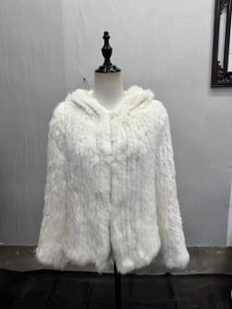 Long Sleeve Casual Loose Knitted Real Rabbit Fur Hooded Coat Women Genuine Natural Rabbit Fur Outwear Female Fur Jacket