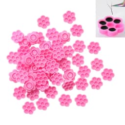 100pcs Eyelash Extension Pink Flower Glue Delay Cup Tattoo Adhesive Pigment Holders Grafting Eye lashes Holding Trays Tools