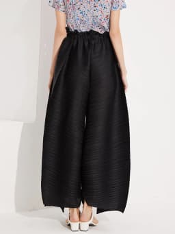 Miyake Pleated Broad Leg Harem Pants Women Spring Summer Loose Belt Trousers Black Aesthetic Clothes TP5002
