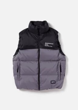 NBHD Classic down Vest Middly Thick Patchwork Color down Vest Youthful Vitality Style Nylon Fabric Drawstring Hem Zipper Closure