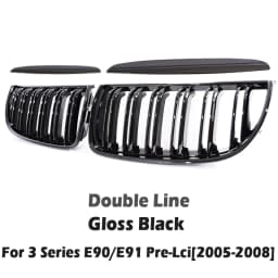 Carbon Fiber Chrome M Color Chrome Gloss Matte Black Grille Kidney Grill For BMW 3 Series E90 E91 Pre-Facelift 2005-2008 320 330