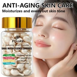 FDUAY Snail Mucin Essence Capsules Deep Moisturizing with Collagen VC & Hyaluronic Acid for Improved Skin Tone And Beauty