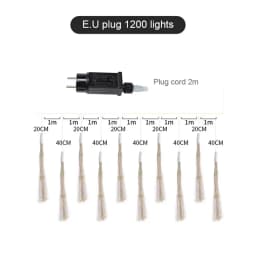 Romantic 10 IN 1 1200LEDs Dandelion String Lights Garland Outdoor Christmas Firework Fairy Lights for Garden Party Bedroom Decor