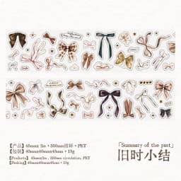 Journal GO 4.5cmx2m Cute Clips Ribbon Bow Patterned Tape Sticker for Collage Junk Journal Craft diy Scrapbook decor Masking Tap