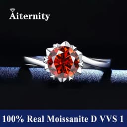 Classic 6 Prong Diamond Ring D Color 1ct Moissanite VVS Round Cut Lab Diamond Ring for Women Engagement Wedding Band Jewelry