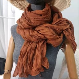VREOVOR Solid Color Hand Feel Scarf Retro Autumn Winter New Pleated Green Thin Strip Shawl Men's Women's Thermal Silk