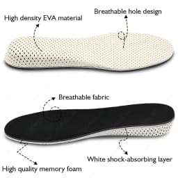 Memory Foam EVA Height Increase Templates Insole 2-5cm Breathable Ultra Light Elevated Sports Insoles For Men Women Shoes Insert