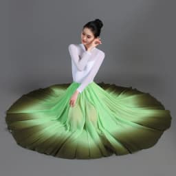 Women's 360-720 Degrees Big-hem Dance Skirts Gradient Color Chiffon Maxi Skirts Elastic-waist Elegant Square Dance A-line Skirts