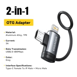 Essager Type C to Lighting  Micro Adapter 3A Fast Charging Type-C Female To Lightning Micro Male Connector For iPhone 14 Huawei