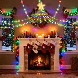 USB 400LEDs Christmas Tree String Lights, DIY Text RGBIC Holiday Lights for Garden Patio Christmas Halloween Valentine Decor