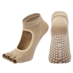 Women Backless Five Toe Yoga Socks Non-Slip Cotton Ladies Dance Ballet Socks Open Half Breathable Fitness Sport Sock for Pilates