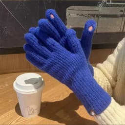 New Cute Style Long Solid Color Knitted Label Girls' Gloves Fingerless Touch Screen Anti-cold Autumn Winter ins Y2K