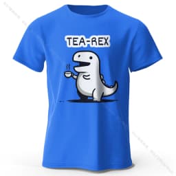 Men's Tea-Rex Dinosaur Printed 100% Cotton T-Shirt, Soft & Breathable Round Neck Short Sleeve Tee, Unisex Fun & Quirky Style