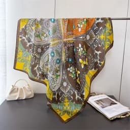 New cartoon emulated silk printed silk scarf shawl neck protection scarf decorative luxury women's scarf