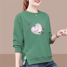 Women's Clothing Spring Autumn Lantern Long Sleeve Round Neck Pullover Plant&Flowers Printing Casual Office Lady Hoodies Tops