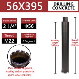 LAANCI Diamond Core Drill Bit Reinforced Concrete Drill Bit Diameter Range 25-200mm Total Length 400mm For Drilling On Concrete