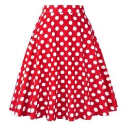 Small Red Polka Dot Cotton Womens Sexy Midi Summer Skirt Pin Up  High Waist Retro Vintage Rockabilly 50s Women Skirt