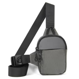 A stylish men's mini crossbody bag, crafted from nylon fabric, featuring a honeycomb-patterned back panel designed to hold a mob