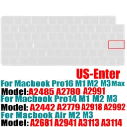 Compatible Keyboard Cover for 2022 MacBook Air 13.6 M2 A2681/2021 2023 MacBook Pro14 16 M1 A2442 A2485 A2779 A2780 with Touch ID