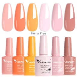 Rose Rubber Base Venalisa Nail Gel Polish 6pcs/Kit HEMA FREE Jelly Pink Color Self Leveling Gel Long Wear Nail Manicure Set