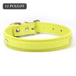 12 PCS Wholesale Plain PU Leather DIY Name ID Dog Collar Custom Letters Charms Puppy Cat Neck Strap Collars for Small Medium Dog