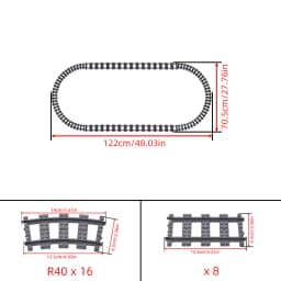 MOC Creative Expert Ideas City Train Tracks Straight Curved Ellipse Crossings Rails Bricks Building Blocks DIY Toys for Kids GIF