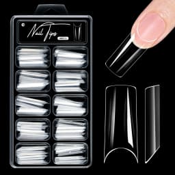 100pcs Almond Square Traceless Transparent False Nail Stickers Full Cover Pressed Nail Acrylic Suitable for Nail Art Extension