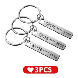 Stainless Steel Anti-lost  Customized Phone Number Key Chain for Women Men Personalized Laser Engraved Names  Bar Key Ring