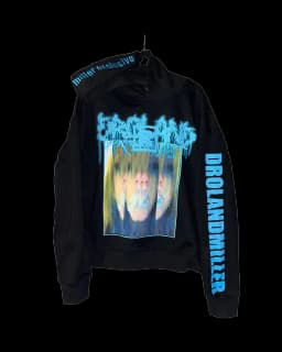 Men Gothic Horror Print Zip Up Hoodie Dark Anime Face Graphic Sweatshirt Y2K Harajuku Streetwear Outerwear Casual Black Tops