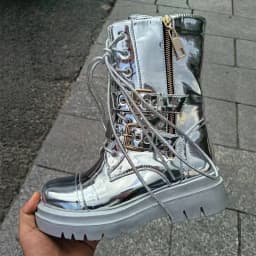 2026 Silver Belt Buckle Cross Strap Rhinestone Short Boots Casual Motorcycle Thick Sole Knight Boot Women Winter Silver Shoes