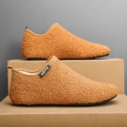 Men's Fuzzy Overlapping Slippers - Winter Warmth Indoor Home Shoes with Fuzzy Lining and Arch Support, Soft Cushioning Comfort,