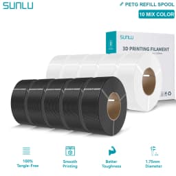 SUNLU PLA/PETG/PLA PLUS 3D Filament Refill 1.75mm Neatly Wound 3D Filament Bundle Refill for Most Brand Reuseable Spool 10KG