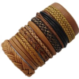 Black Handmade 10 Pcs/set Design Men Bracelets Male Women Leather Bracelets Men Bangle Wholesale Jewelry