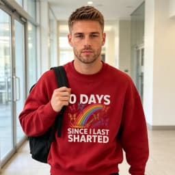 Rainbow Butterfly Shart Pun Men Humor Graphic Pullover Top 0 Days Since Meme Sweater Casual Hangout Wear Hoodie