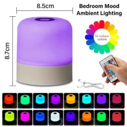 GGbingo Dimmable Touch Night Light Rechargeable Remote Control Night Light RGB Table Lamp Ambient Light for Bedroom Living Room