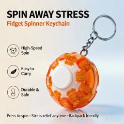 Press‑to‑Spin Fidget Ball Keychain 3D Gear Rotating Gyro Toy Stress Relief Sensory Hand Toy Portable Bag Pendant for Adults Gift